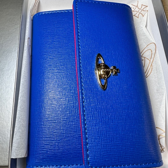 NWOT Authentic Vivienne Westwood Saffiano orb unisex short wallet - Picture 2 of 15
